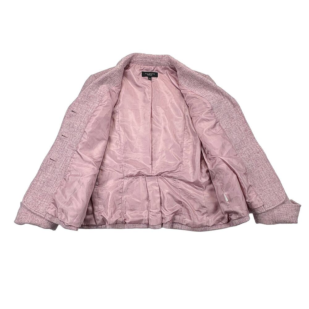 Talbots Wool Blazer Womens 10 Pink Tweed Peplum Career Feminine Coquette - Picture 5 of 10